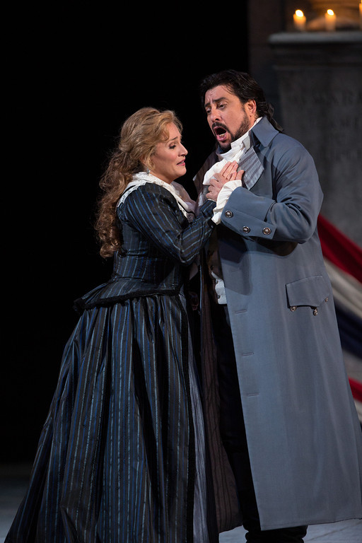 Patricia Racette and Marcelo Alvarez in Giordano's "Andrea Cheniér" at the Metropolitan Opera. Photo:  Marty Sohl