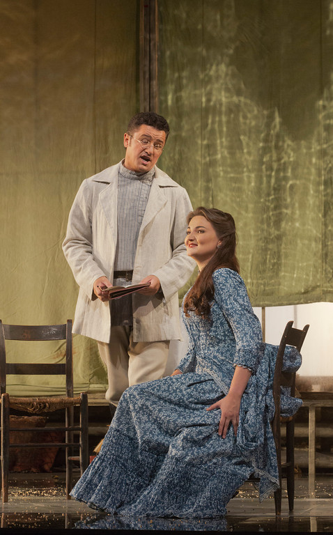 Piotr Beczala as Lenski and Oksana Volkova as Olga in Tchaikovsky's "Eugene Onegin." Photo: Ken Howard/Metropolitan Opera