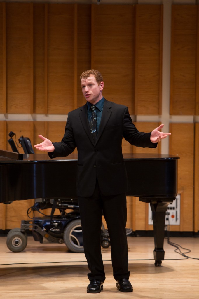 Baritone Andrew Garland performs at New York Festival of Song's tribute to Ned Rorem Wednesday night at Merkin Hall.  Photo: Matthew Murphy