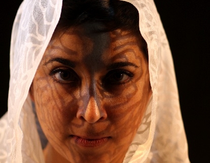 Kamala Sankaram as Mukhtar in her opera “Thumbprint," which had its world premiere Friday night at the Prototype festival.