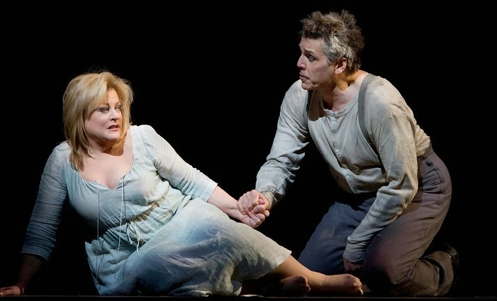 Thomas Hamspon in the title role and Deborah Voigt as his wife in Berg's "Wozzeck" at the Metropolitan Opera.  