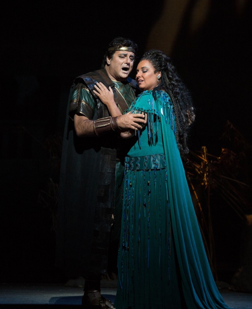 Marcello Giordani and Liudmyla Monastryska iThe Metropolitan Opera production of Verdi's "Aida." Photo: Marty Sohl