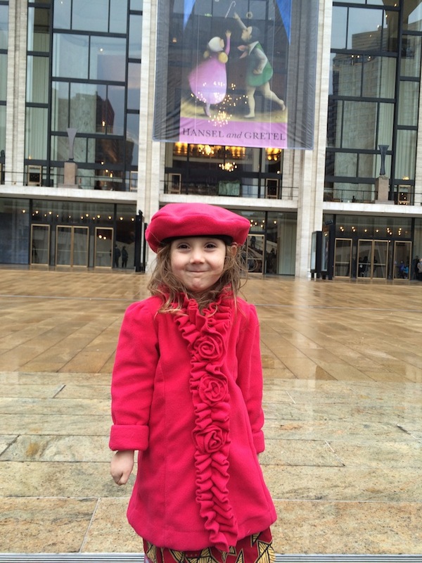 Sophie Grella, 4, takes a trip to the Met for Humperdinck's "Hansel and Gretel." Photo: George Grella.