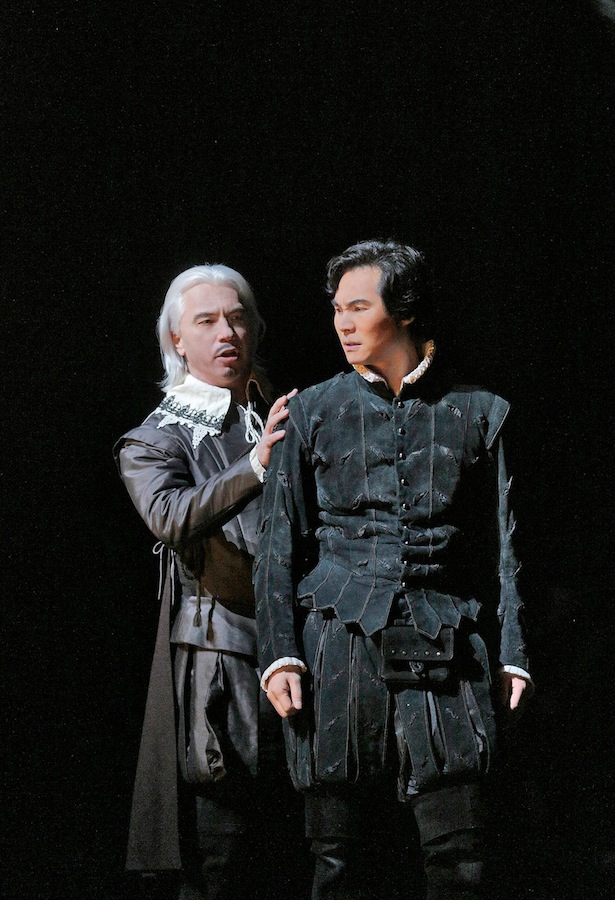 Dimitri Hvorostovsky and Yonghoon Lee in Verdi's "Don Carlo" at the Metropolitan Opera. Photo: Ken Howard