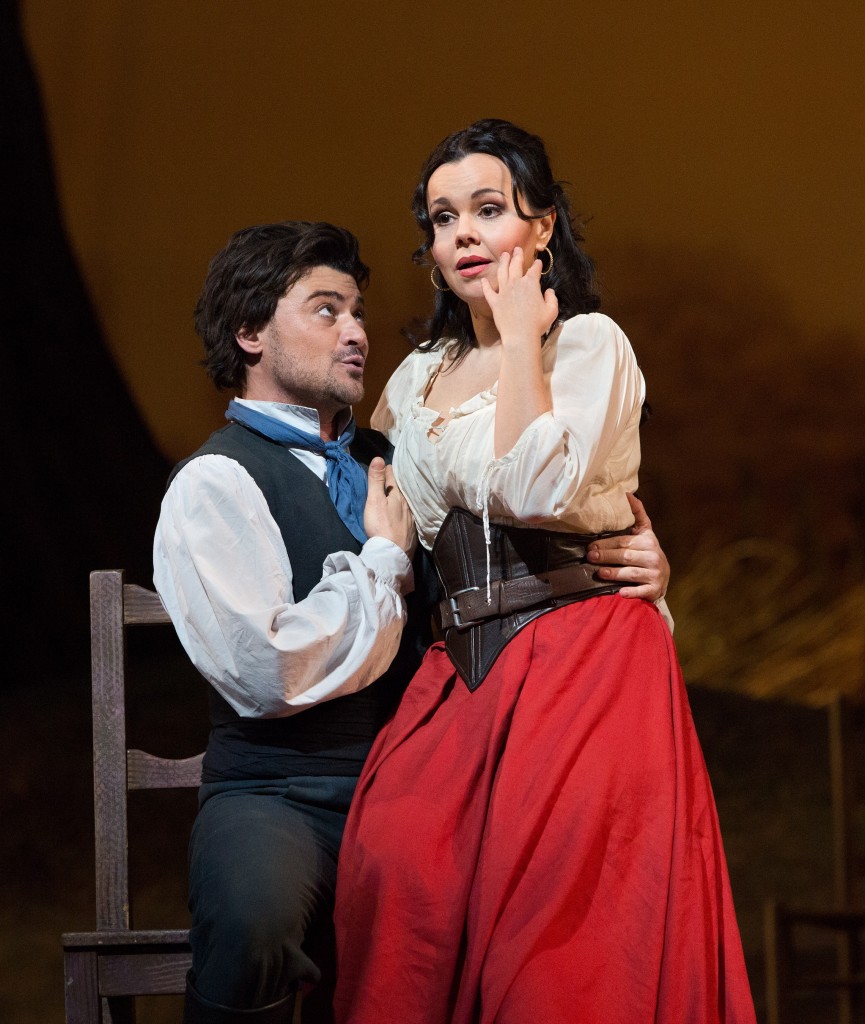 Vittorio Grigolo and Aleksandra Kurzak in the Metropolitan Opera production of Donizetti's "L’Elisir d’Amore." Photo: Marty Sohl