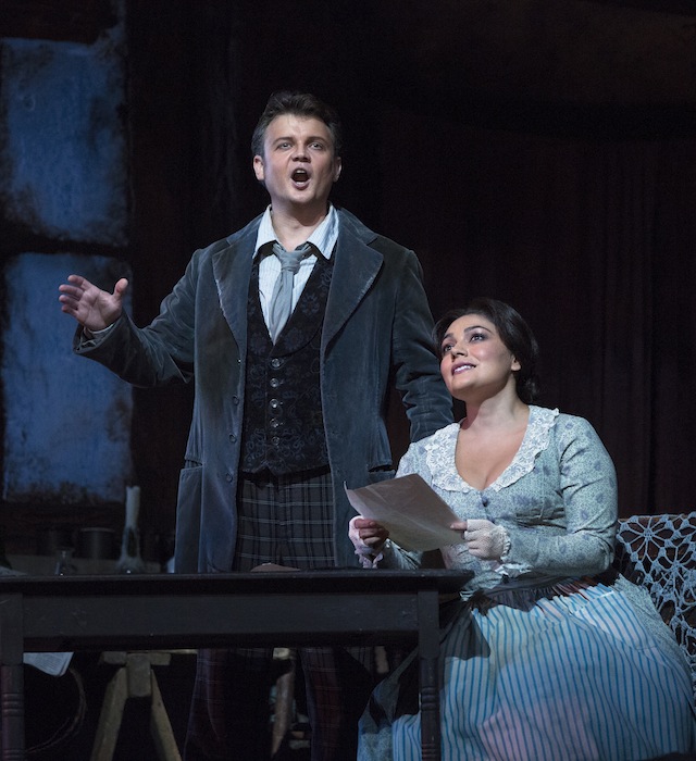 Dmitro Popov and Ailyn Perez in Puccini's "La Boheme " at the Metropolitan Opera. Photo: Marty Sohl