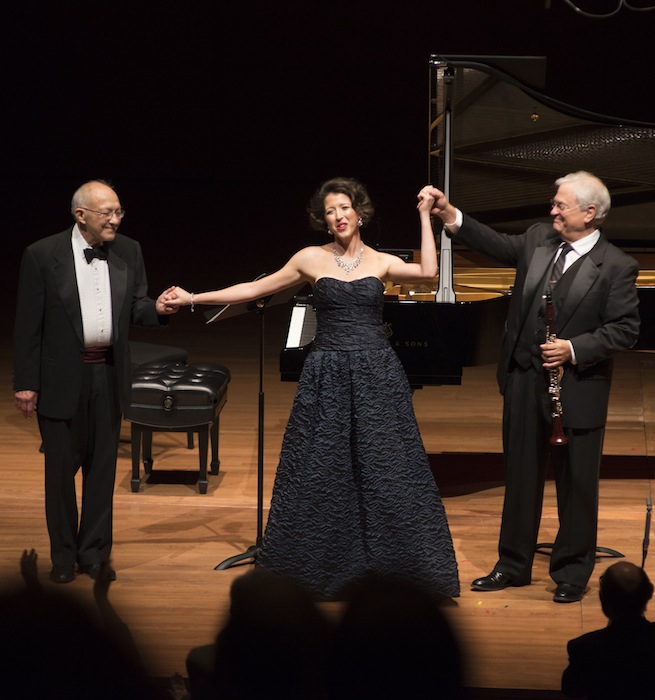 Gilbert Kalish, Lisette Oropesa, and David Shifrin at the season-opening concert of the Chamber Music Society of Lincoln Center Tuesday night at Alice Tully Hall. Photo: Tristan Cook