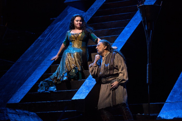 Liudmyla Monastryska and Plácido Domingo in Verdi's "Nabucco" at the Metropolitan Opera. Photo: Marty Sohl