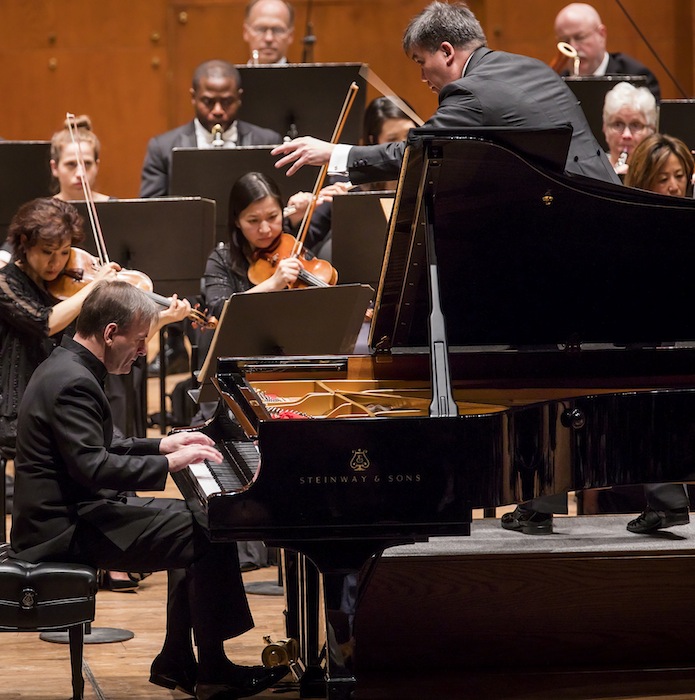 Stephen Hough performed Beethoven's Piano Concerto No. 5 with Alan Gilbert and the New York Philharmonic Wednesday night at David Geffen Hall. Photo: Chris Lee