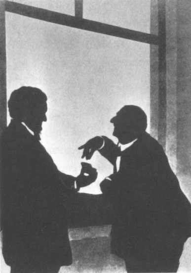 Silhouette of Anton Bruckner with Richard Wagner by Otto Boehler.