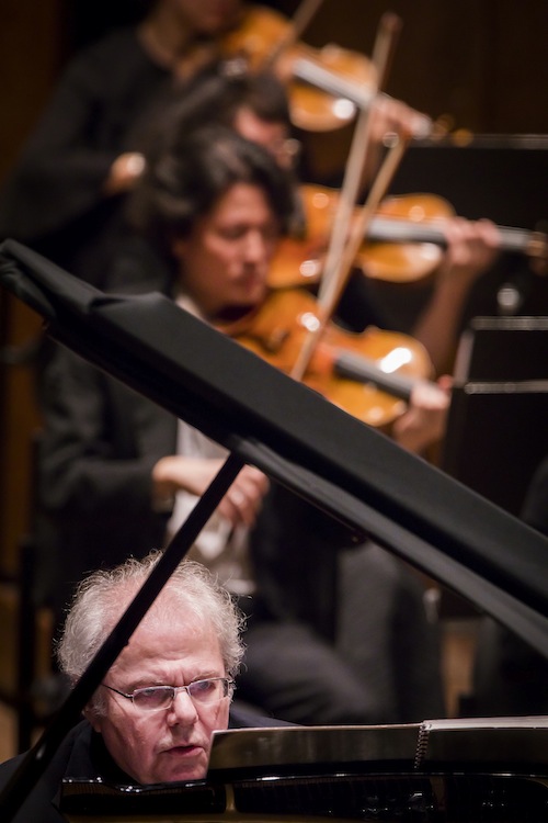 Emanuel Ax performed the world premiere of HK Gruber's Piano Concerto with the New York Philharmonic Thursday night at David Geffen Hall. Photo; Chris Lee