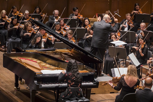Katia and Marielle Labèque performed Philip Glass's Concerto for Two Pianos Friday night. Photo: Chris Lee 