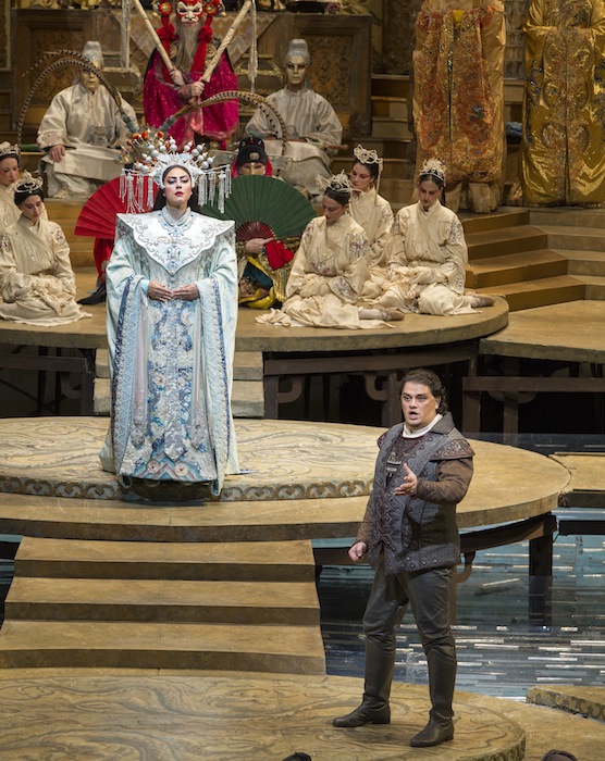 Oksana Dyka in the title role and Aleksandrs Antonenko as Calaf in Puccini's "Turandot" at the Metropolitan Opera. Photo: Marty Sohl