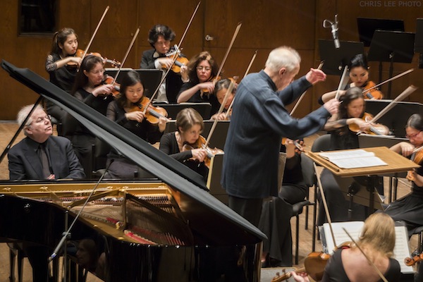 Emanuel Ax performed Mozart's Piano Concerto No. 20 with Edo de Waart and the New York Philharmonic Thursday night at David Geffen Hall. Photo: Chris Lee 