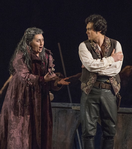 Anita Rachvelishvili and Yonghoon Lee in Verdi's "Il Trovatore" at the Metropolitan Opera. Photo: Karen Almond