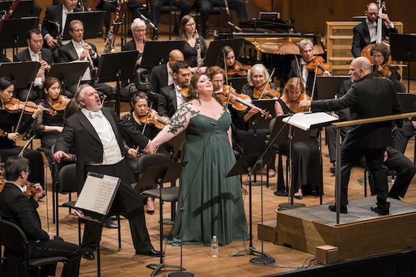Simon O'Neill and Heidi Melton were soloists in Act I of Wagner's "Die Walküre" with Jaap van Zweden conducting the New York Philharmonic Wednesday night at David Geffen Hall. Photo: Chris Lee