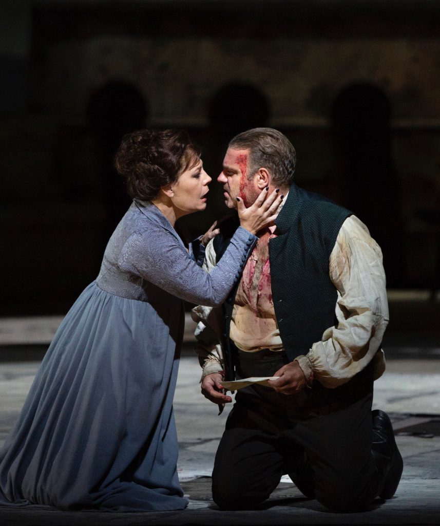 Sondra Radvanovsky and Joseph Calleja in Puccini's "Tosca" at the Metropolitan Opera. Photo: Marty Sohl