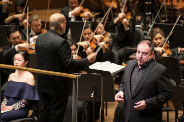 Jaap van Zweden conducts the New York Philharmonic in Brahms' "German Requiem" with soloists Matthias Goerne and Ying Fang Thursday night at David Geffen Hall. Photo: Chris Lee