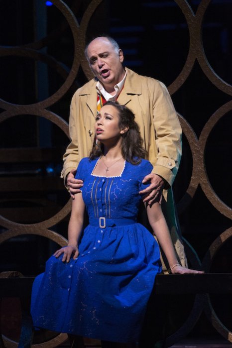 Nadine Sierra and Roberto Frontali in Verdi's "Rigoletto" at the Metropolitan Opera. Photo: Marty Sohl