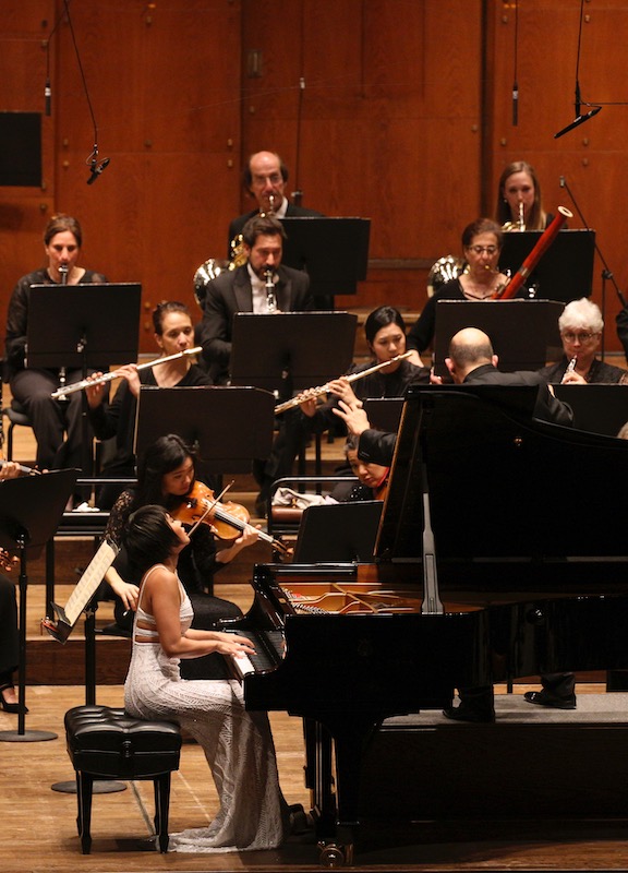 Yuja Wang performed Schumann's Piano Concerto with Jaap van Zweden and the New York Philharmonic Wednesday night at David Geffen Hall. Photo: Caitlin Ochs